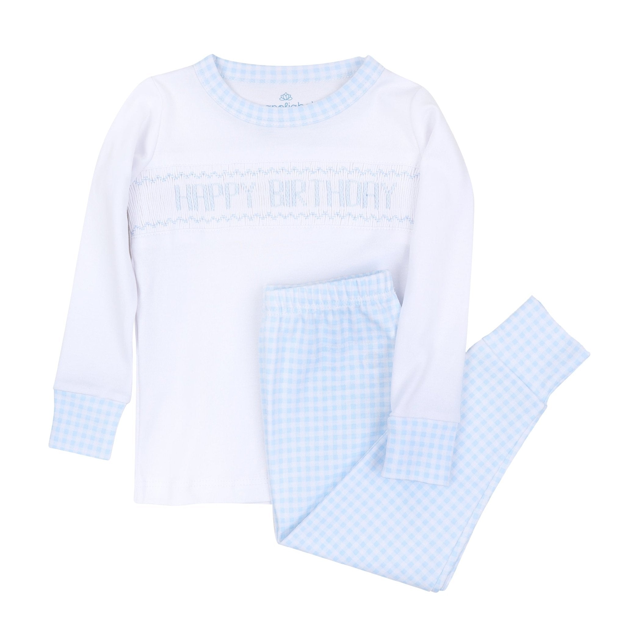 Birthday Classics Smocked Long Pajamas - Light Blue - Magnolia BabyLong Pajamas