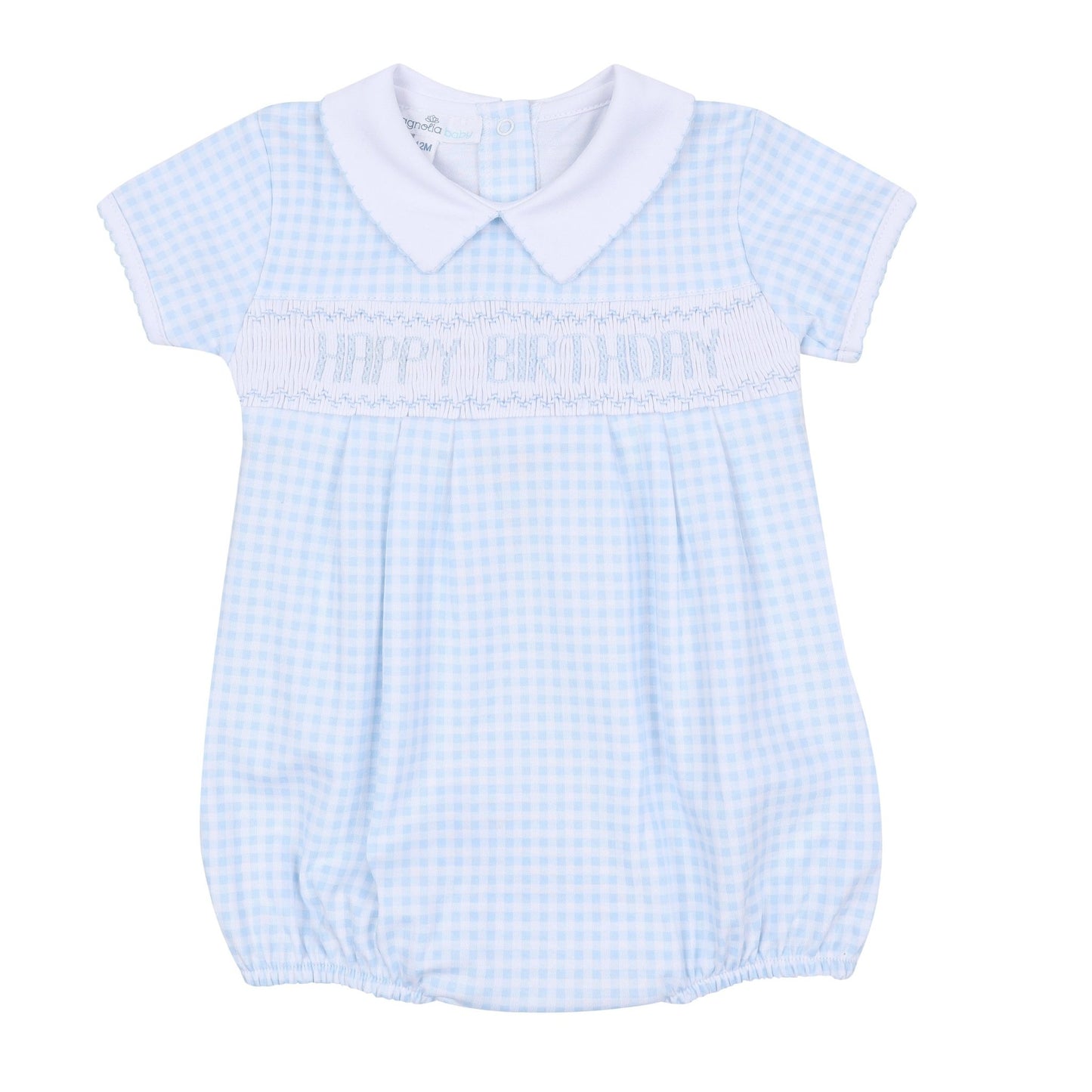 Birthday Classics Smocked Short Sleeve Bubble - Light Blue - Magnolia BabyBubble