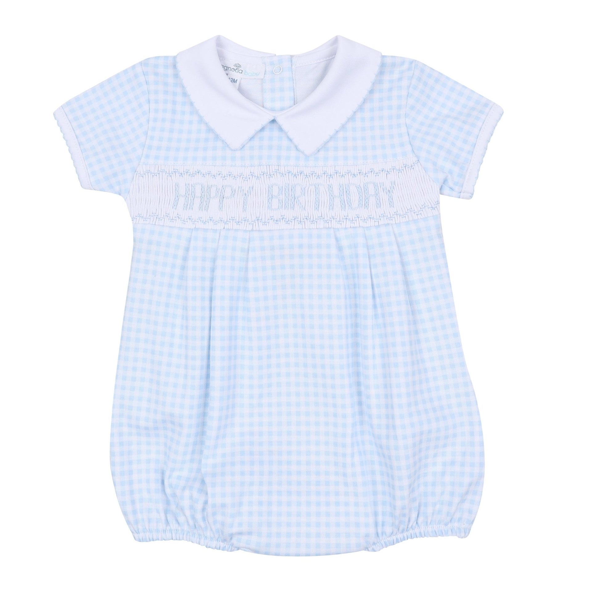 Birthday Classics Smocked Short Sleeve Bubble - Light Blue - Magnolia BabyBubble