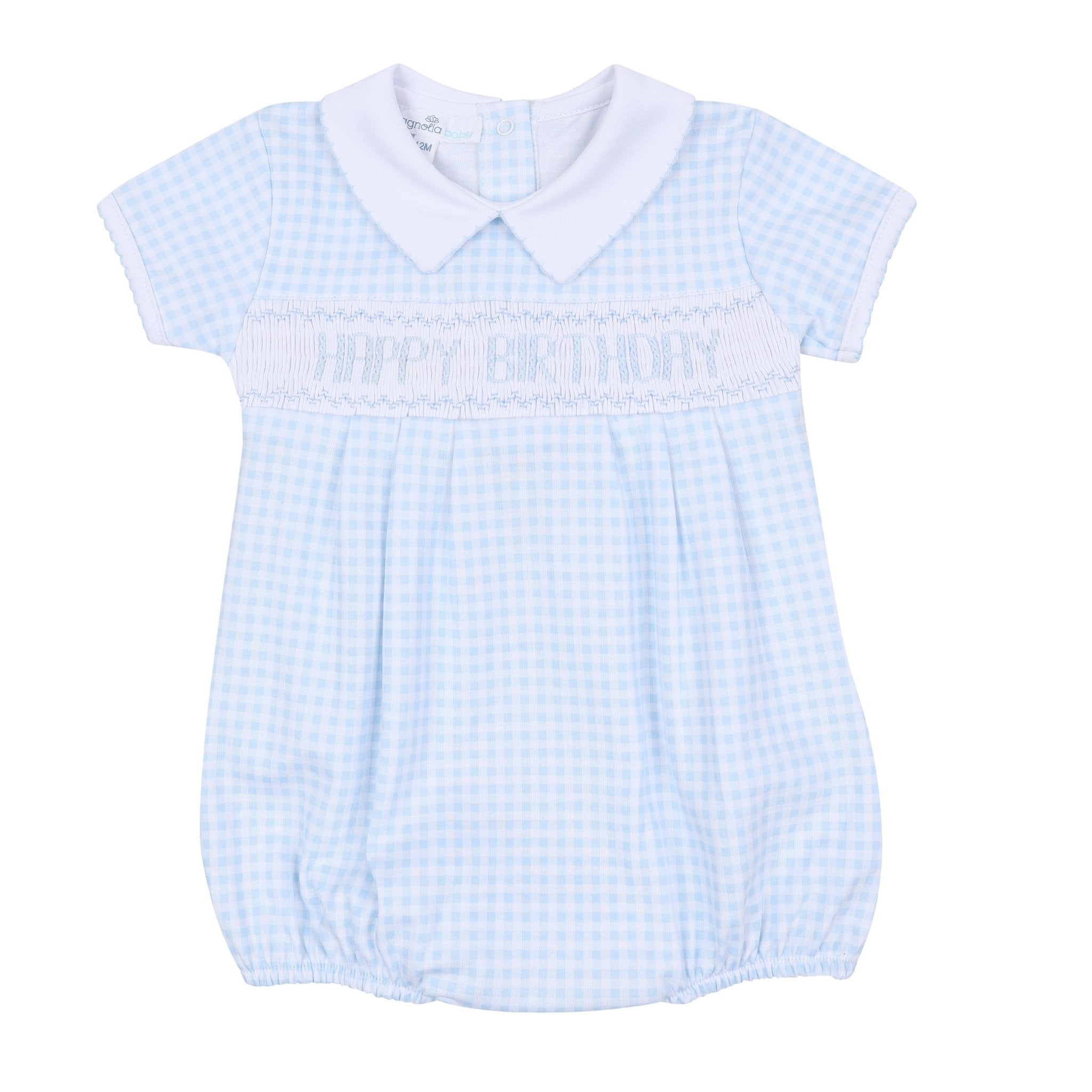 Birthday Classics Smocked Short Sleeve Bubble - Light Blue - Magnolia BabyBubble