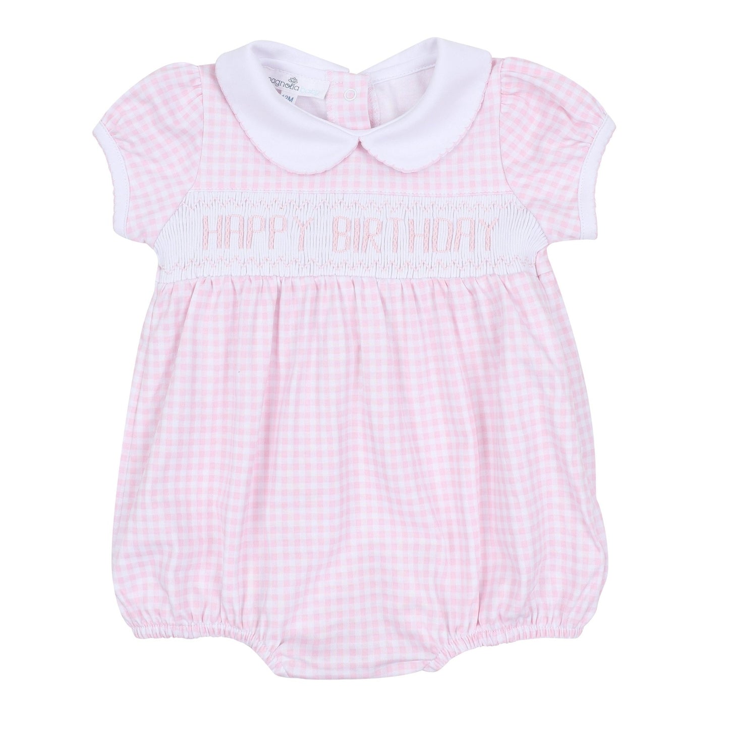 Birthday Classics Smocked Short Sleeve Bubble - Pink - Magnolia BabyBubble