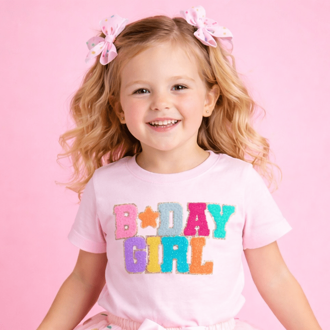Birthday Girl Patch Short Sleeve T-Shirt - Magnolia BabyT-Shirt