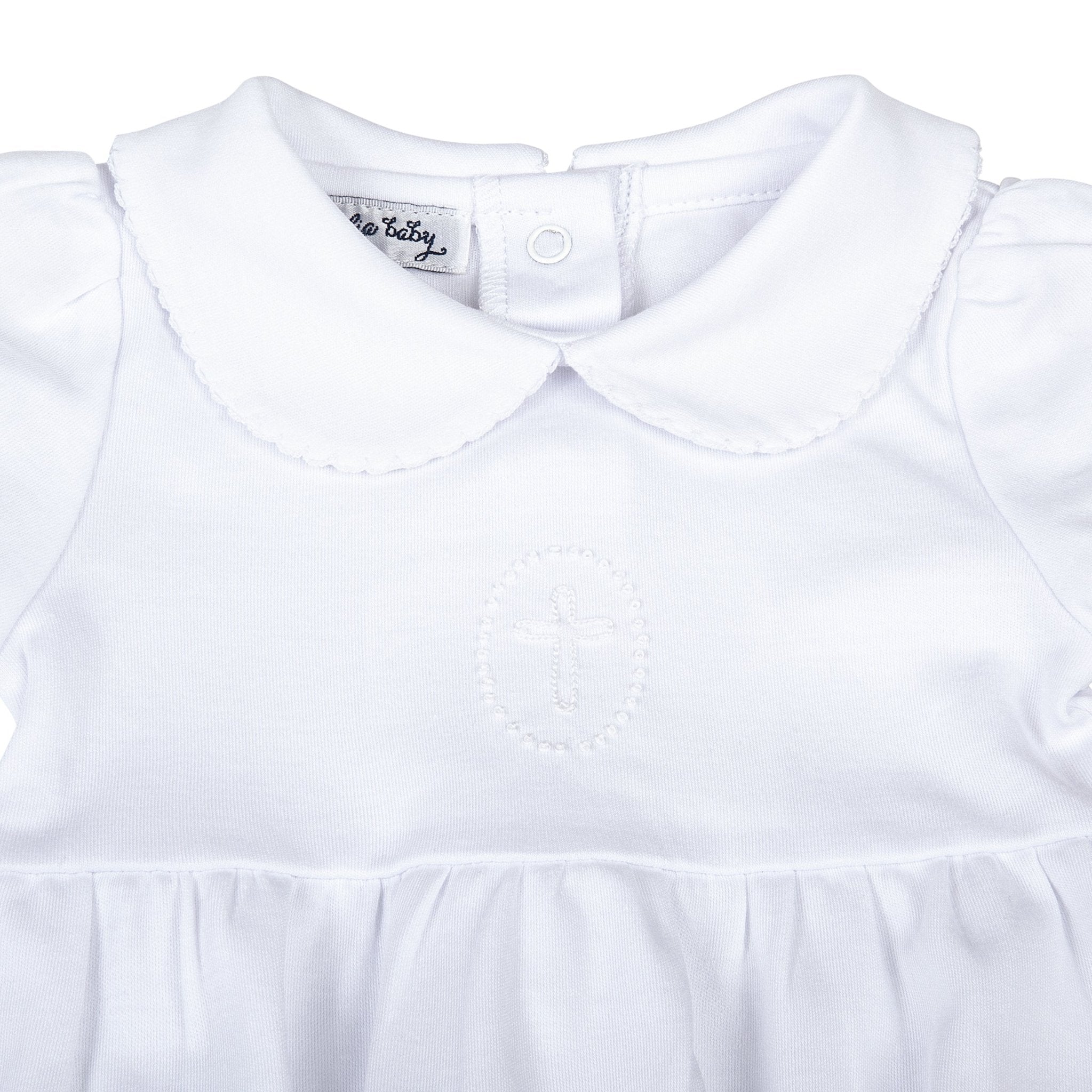 Blessed Embroidered Collared Boy Bubble - White - Magnolia BabyBubble