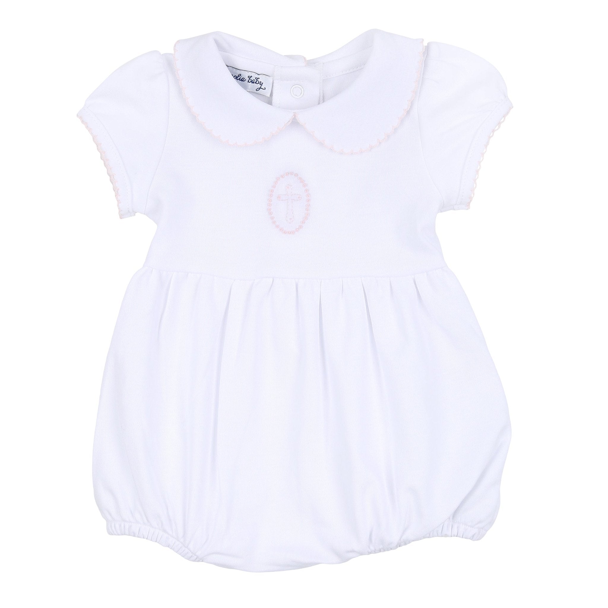 Blessed Embroidered Collared Bubble - Pink - Magnolia Baby Girl