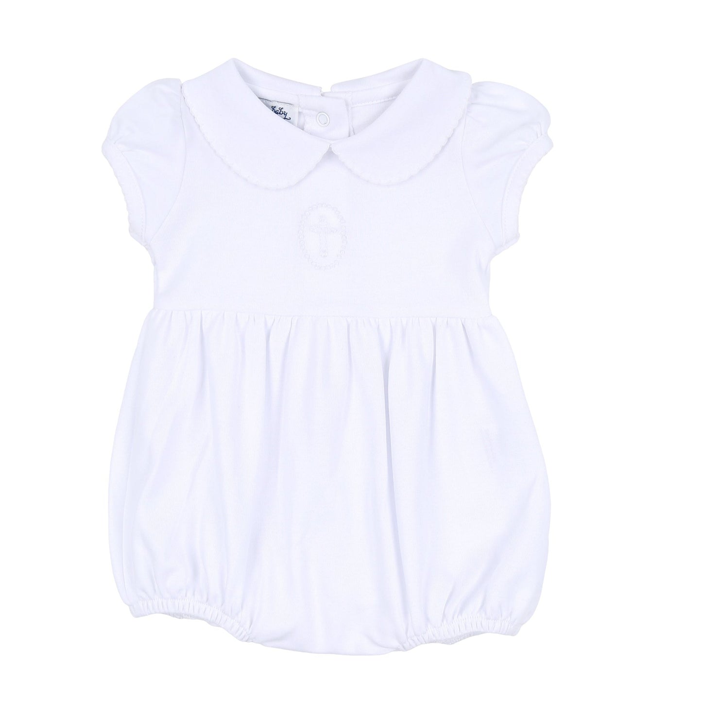 Blessed Embroidered Collared Girl Bubble - White - Magnolia Baby Girl
