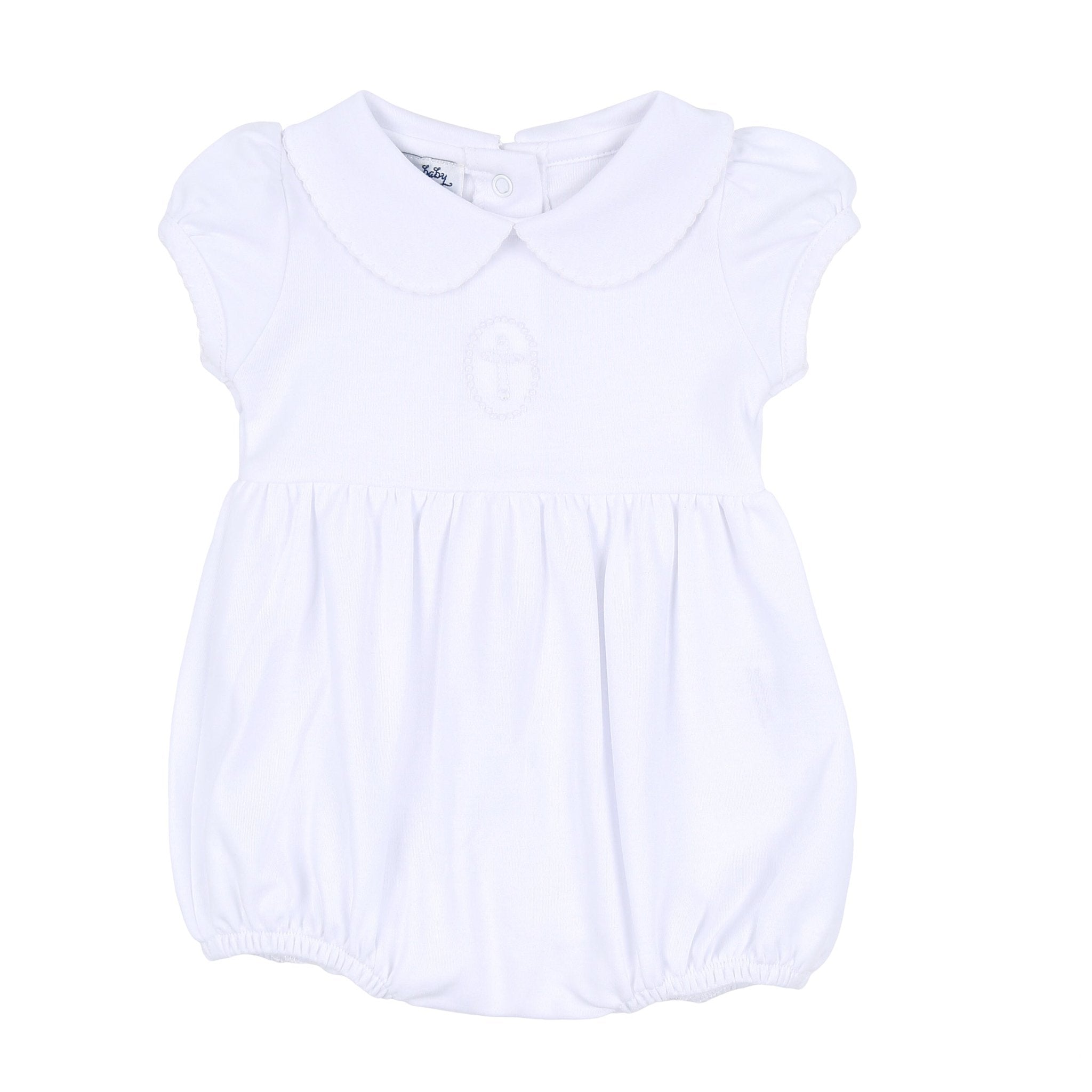 Blessed Embroidered Collared Girl Bubble - White - Magnolia Baby Girl