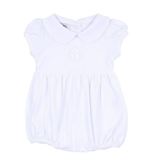 Blessed Embroidered Collared Girl Bubble - White - Magnolia BabyBubble