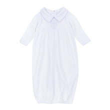 Blessed Embroidered Collared Long Sleeve Gown - Blue - Magnolia BabyGown