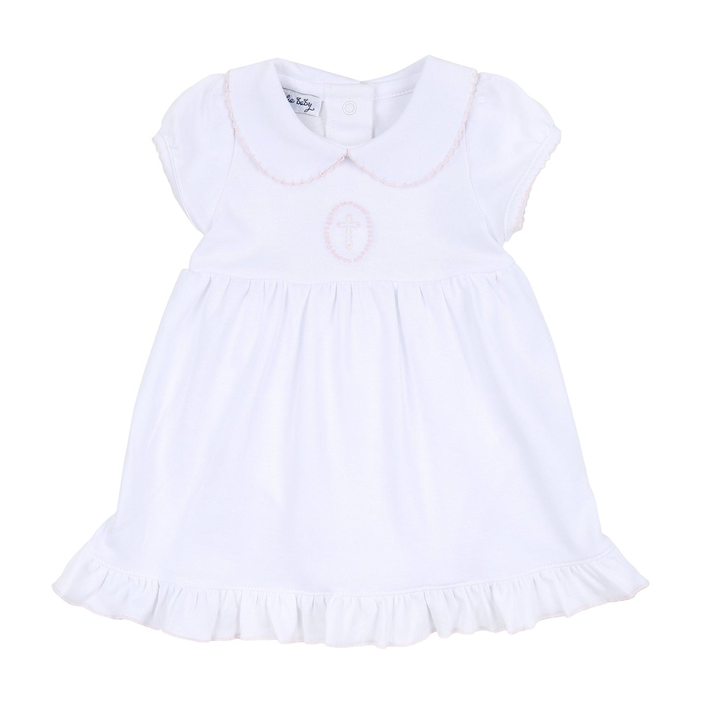 Blessed Embroidered Collared Short Sleeve Dress - Pink - Magnolia Baby Girl