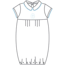  Blessed Embroidered Collared Short Sleeve Gown - Blue - Magnolia BabyGown