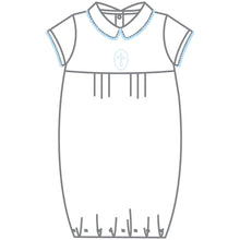  Blessed Embroidered Collared Short Sleeve Gown - Blue - Magnolia BabyGown