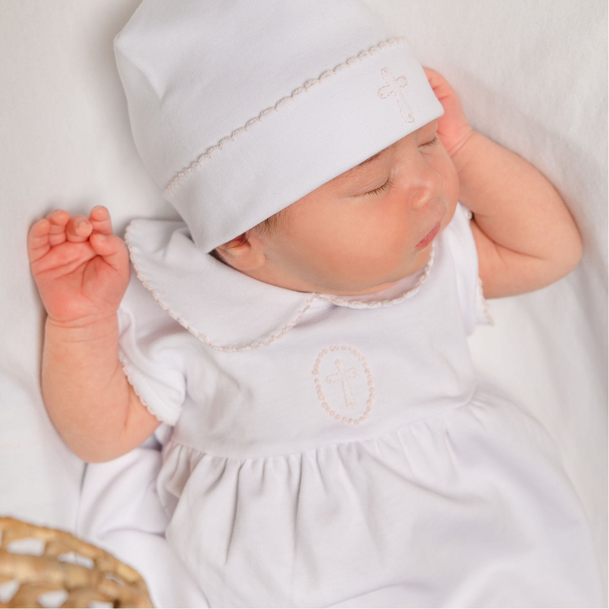 Blessed Embroidered Collared Short Sleeve Gown - Pink - Magnolia Baby Girl