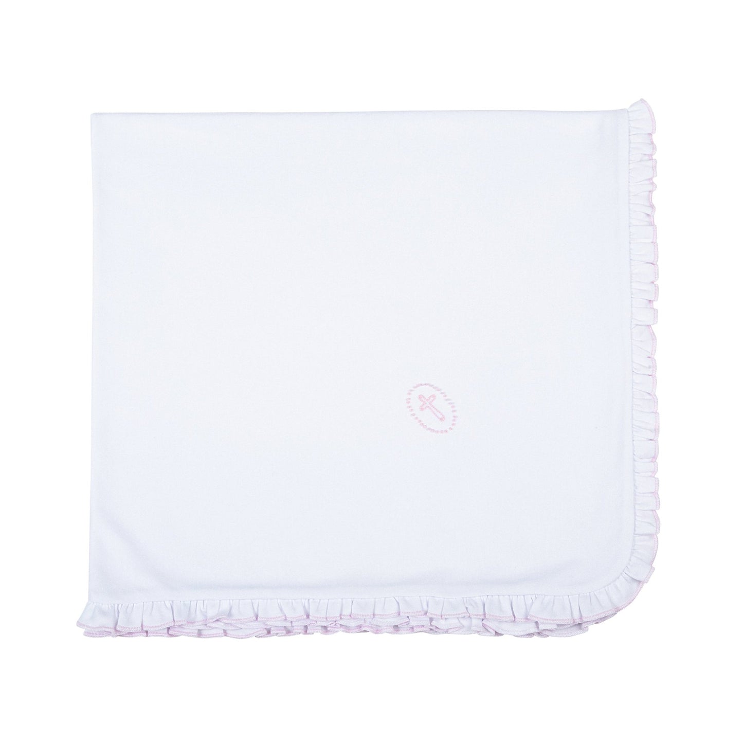 Blessed Embroidered Ruffle Receiving Blanket - Pink - Magnolia BabyReceiving Blanket