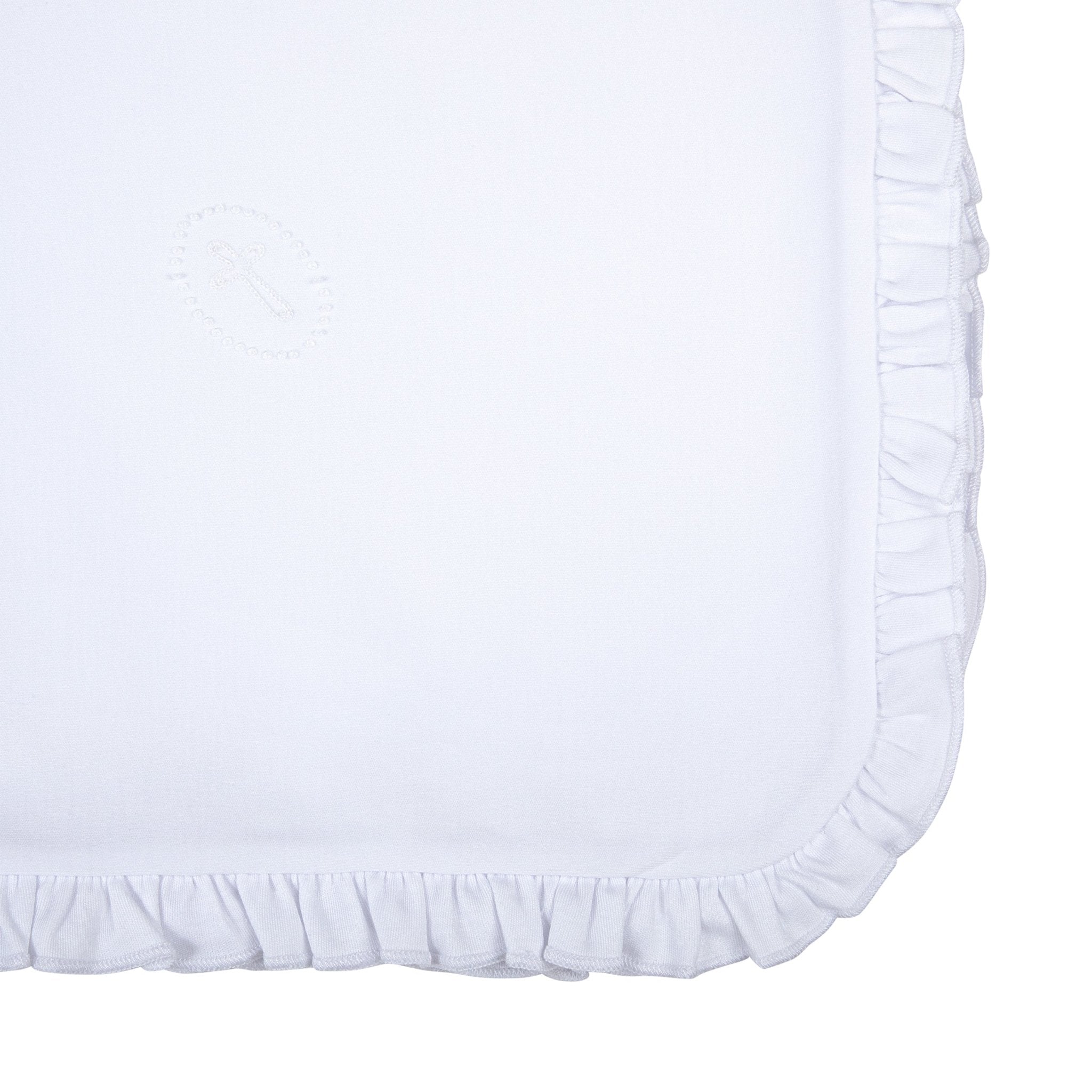 Blessed Embroidered Ruffle Receiving Blanket - White - Magnolia Baby Girl