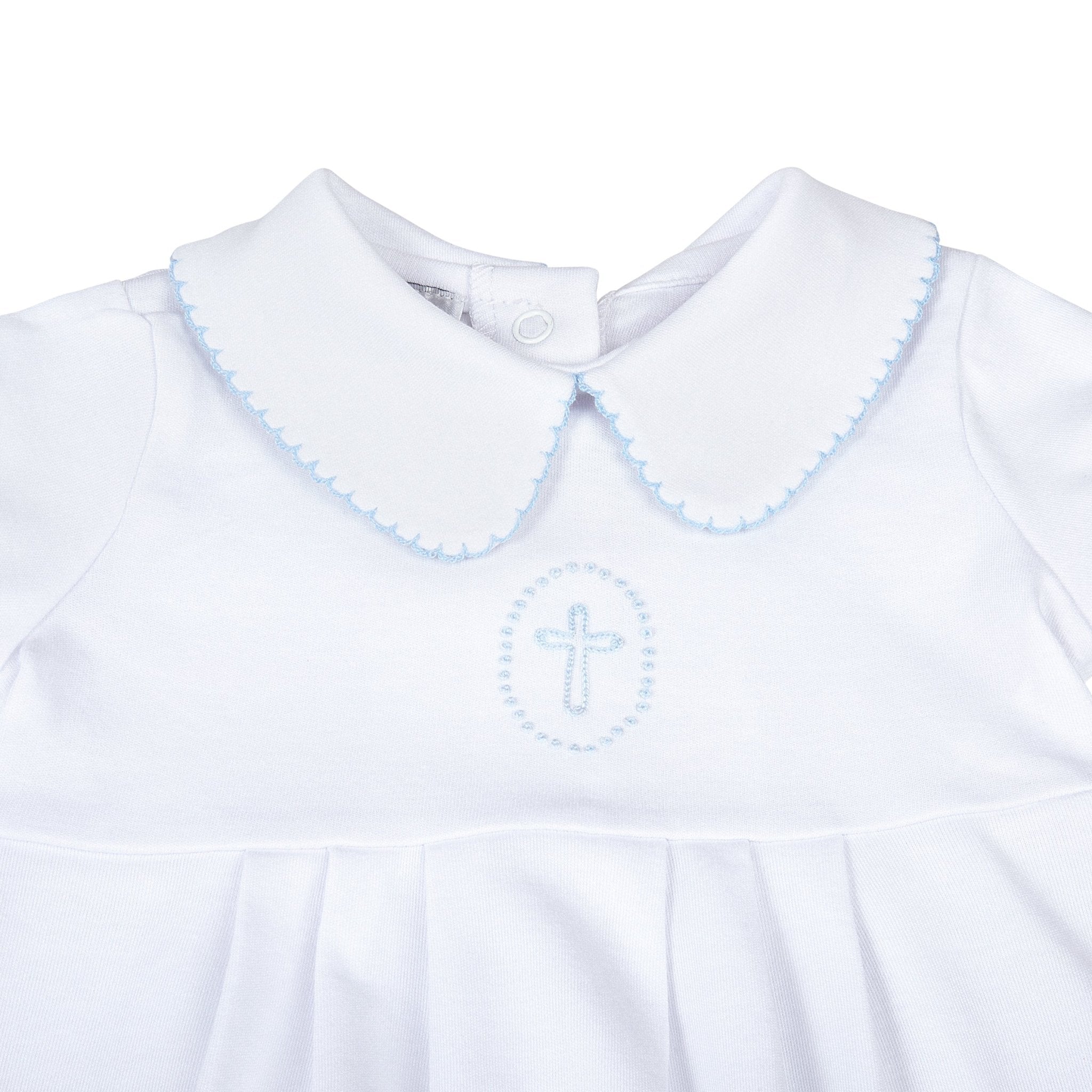 Blessed Embroidered Collared Bubble - Blue - Magnolia Baby Unisex