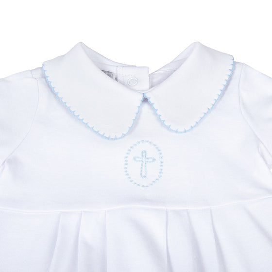 Blessed Fall 24 Embroidered Collared Bubble - Blue - Magnolia BabyBubble