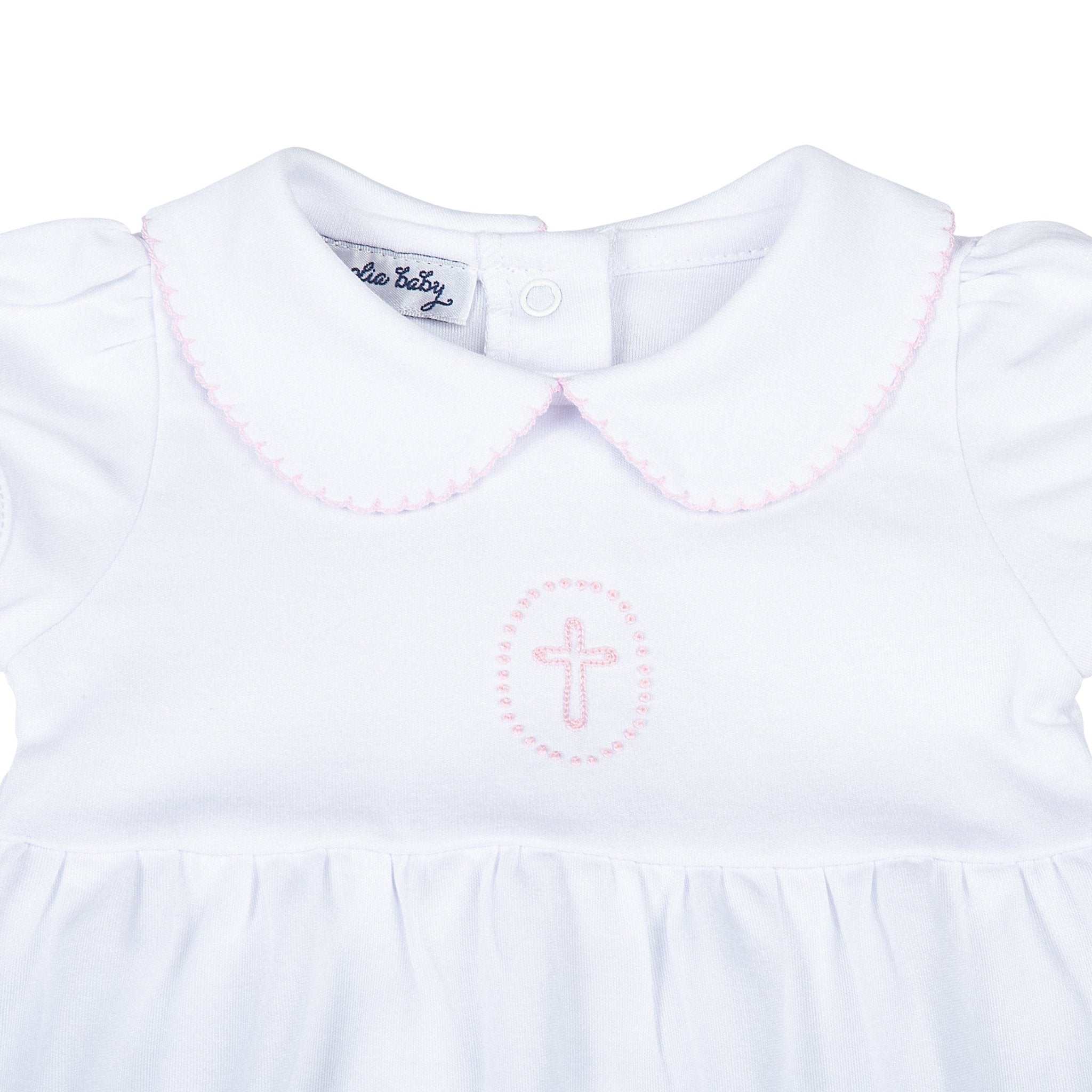 Blessed Embroidered Collared Bubble - Pink - Magnolia Baby Girl