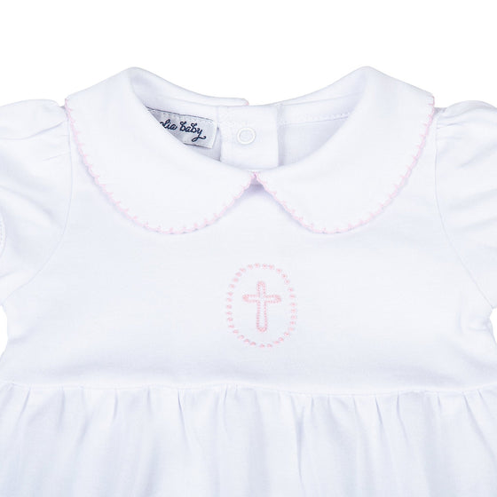 Blessed Fall 24 Embroidered Collared Bubble - Pink - Magnolia BabyBubble