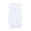 Blessed Fall 24 Embroidered Collared Short Sleeve Gown - White - Magnolia BabyGown