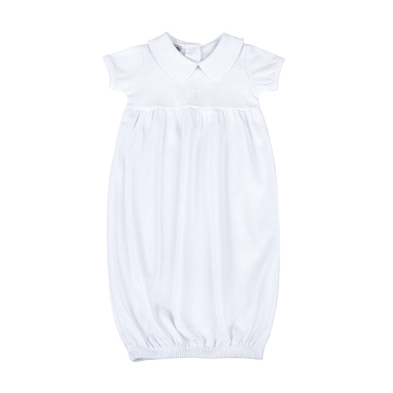 Blessed Fall 24 Embroidered Collared Short Sleeve Gown - White - Magnolia BabyGown