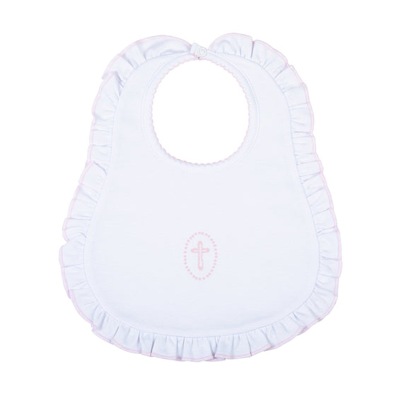 Blessed Fall 24 Embroidered Ruffle Bib - Pink - Magnolia BabyBib