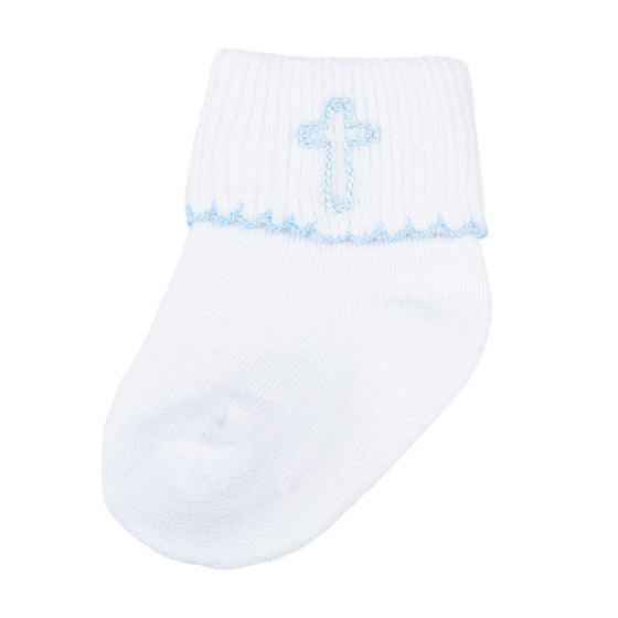 Blessed Fall 24 Embroidered Socks - Blue - Magnolia BabySocks