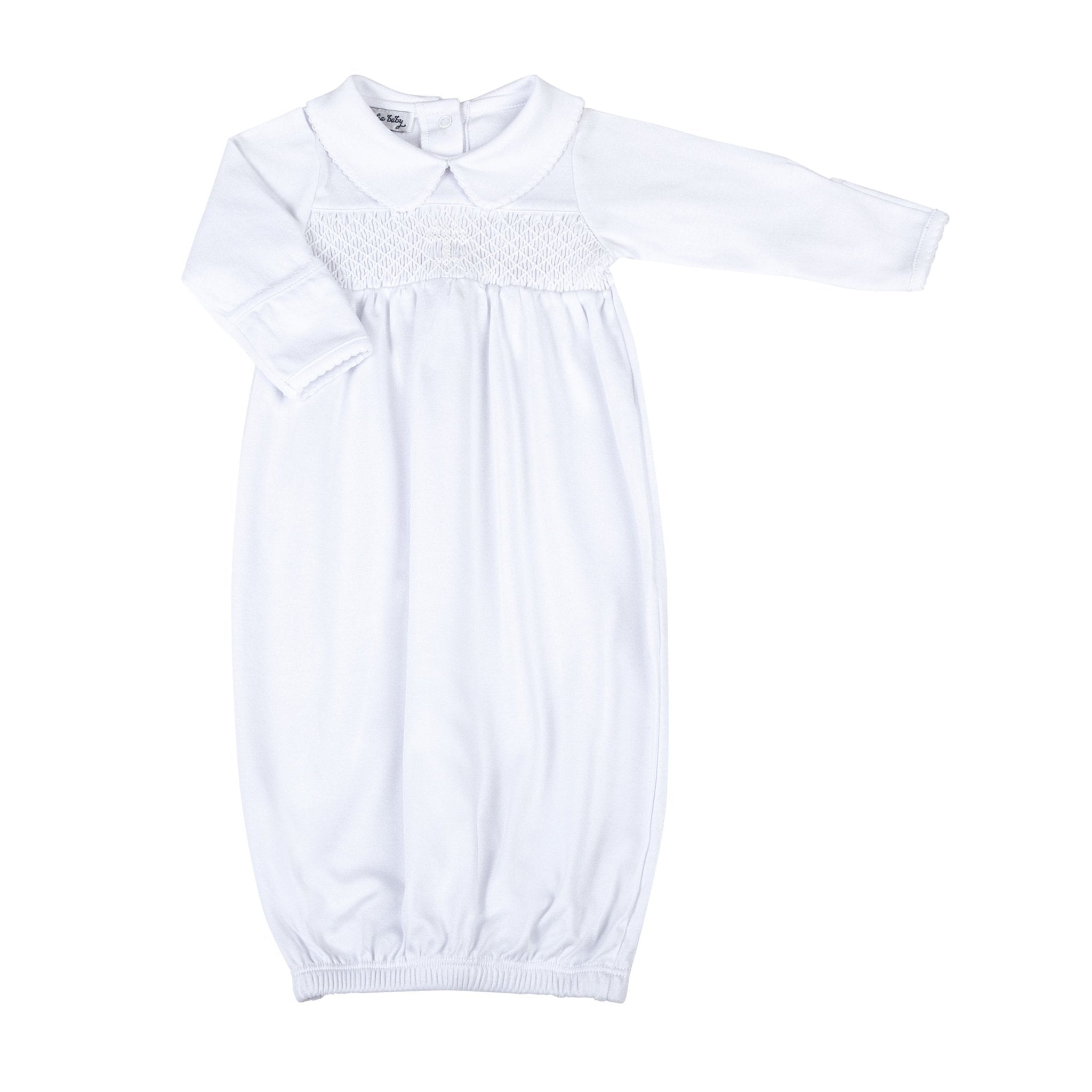 Blessed Smocked Girl Long Sleeve Gown - White - Magnolia Baby Girl