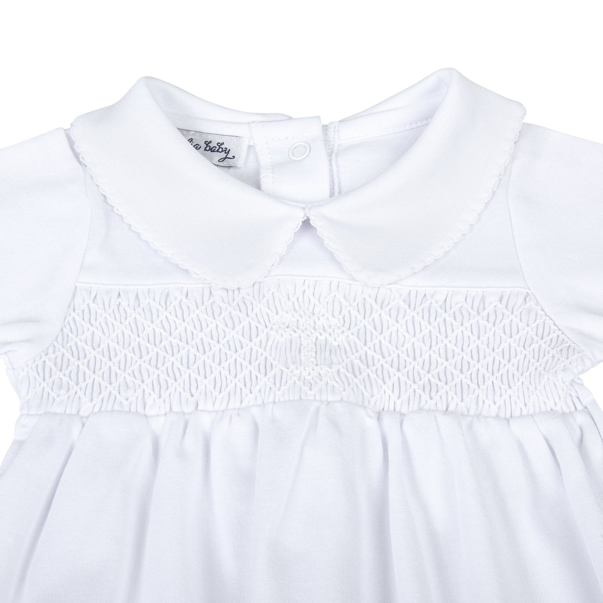 Blessed Smocked Girl Long Sleeve Gown - White - Magnolia Baby Girl