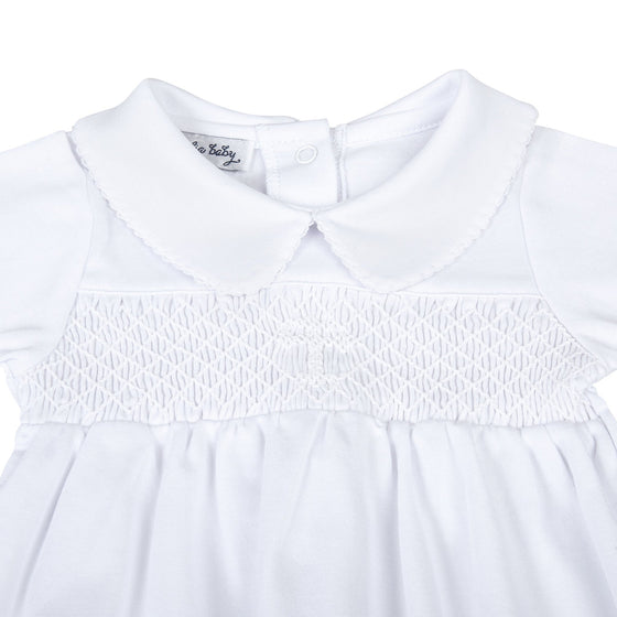 Blessed Fall 24 Smocked Girl Long Sleeve Gown - White - Magnolia BabyGown