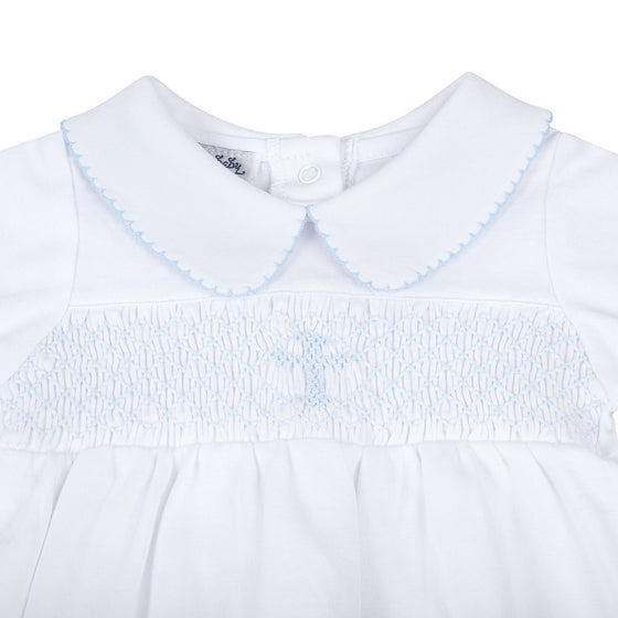 Blessed Fall 24 Smocked Long Sleeve Gown - Blue - Magnolia BabyGown