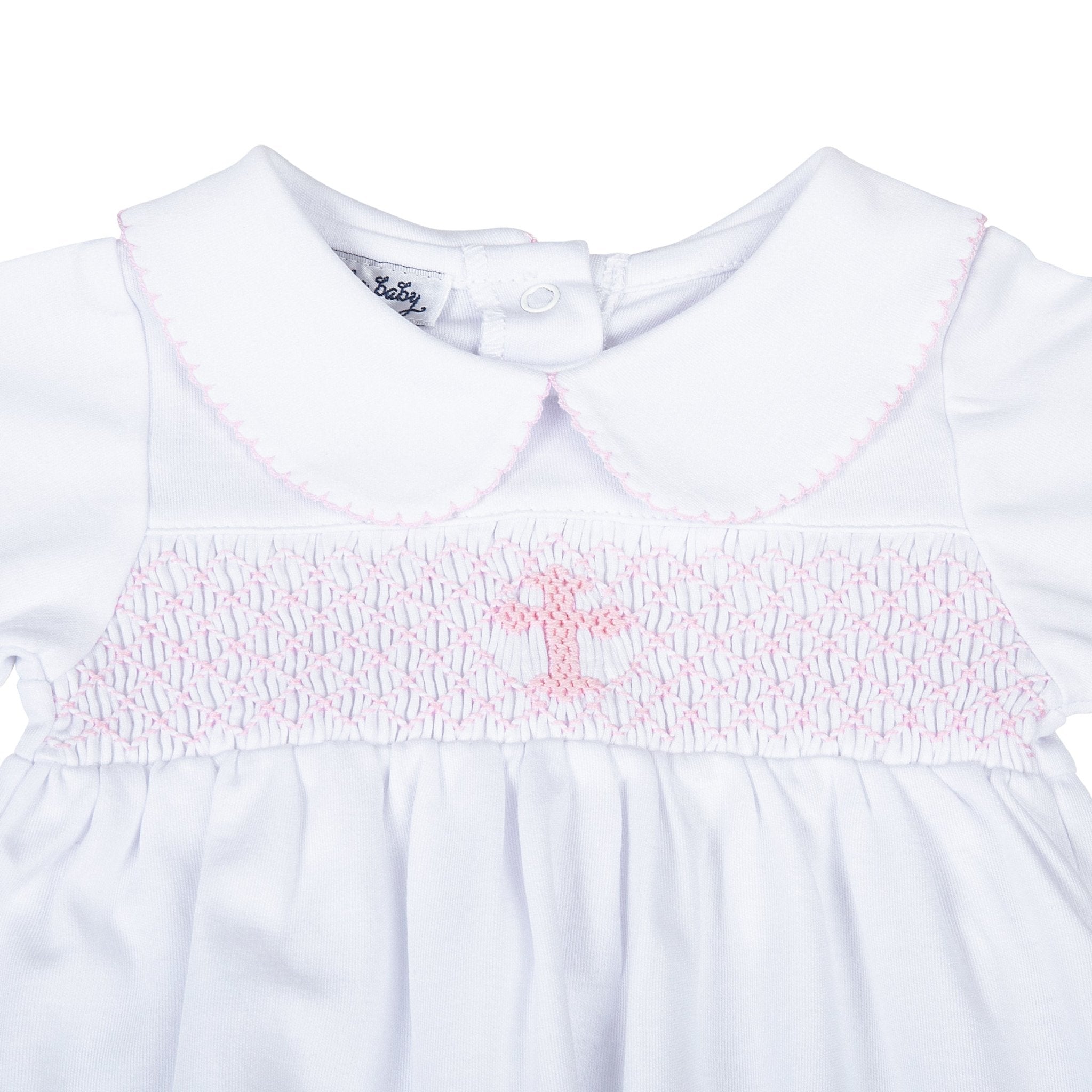 Blessed Smocked Long Sleeve Gown - Pink - Magnolia Baby Girl