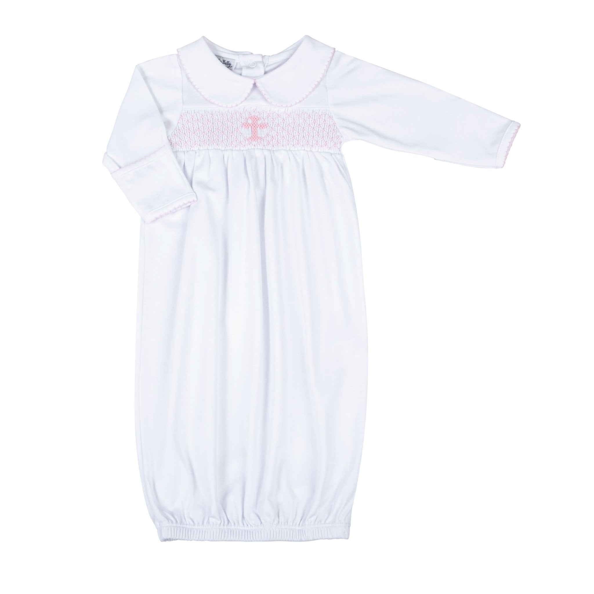 Blessed Smocked Long Sleeve Gown - Pink - Magnolia Baby Girl