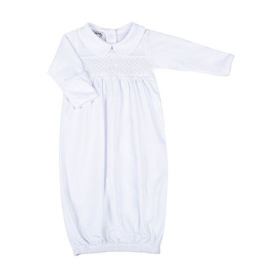 Blessed Fall 24 Smocked Long Sleeve Gown - White - Magnolia BabyGown