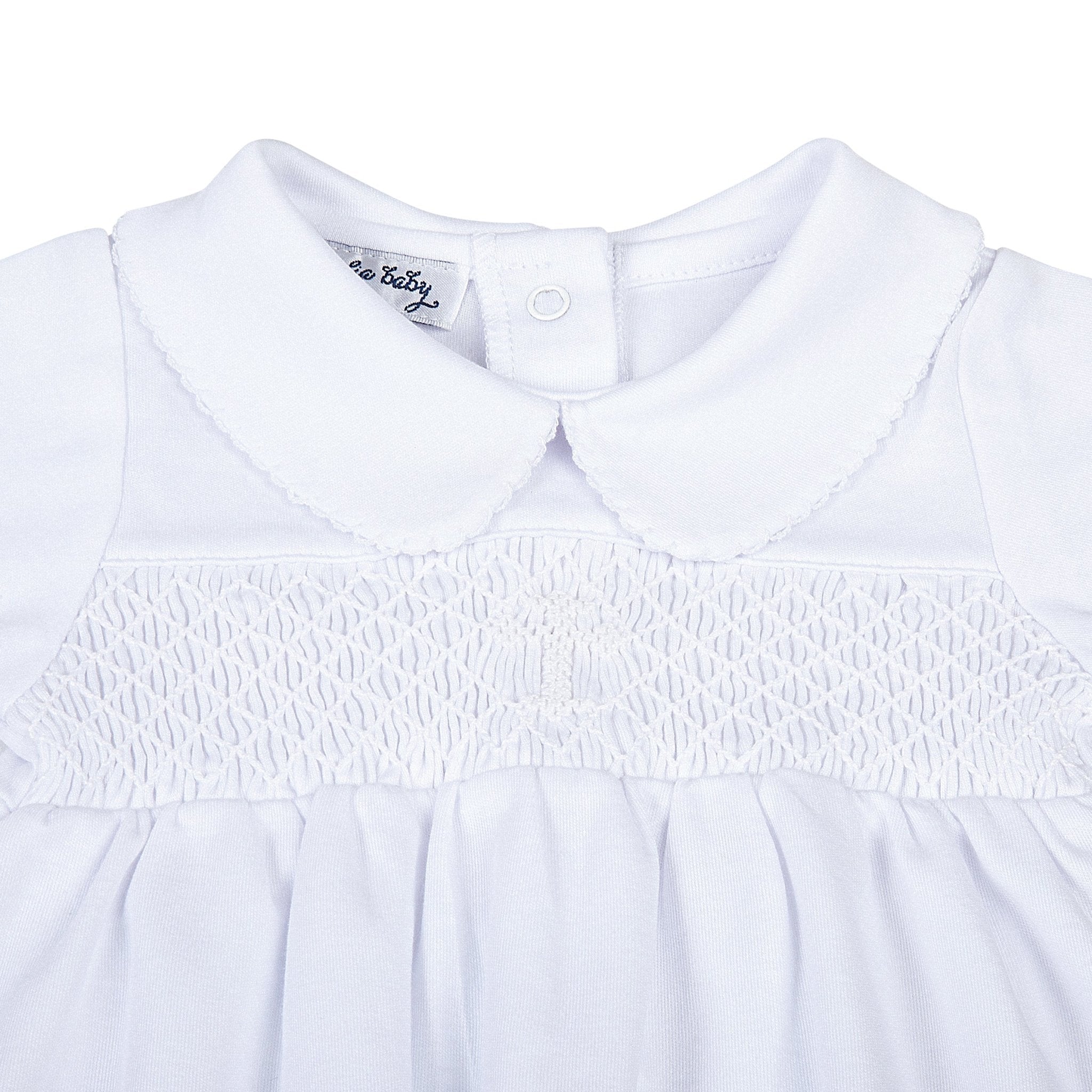 Blessed Smocked Long Sleeve Gown - White - Magnolia Baby Unisex