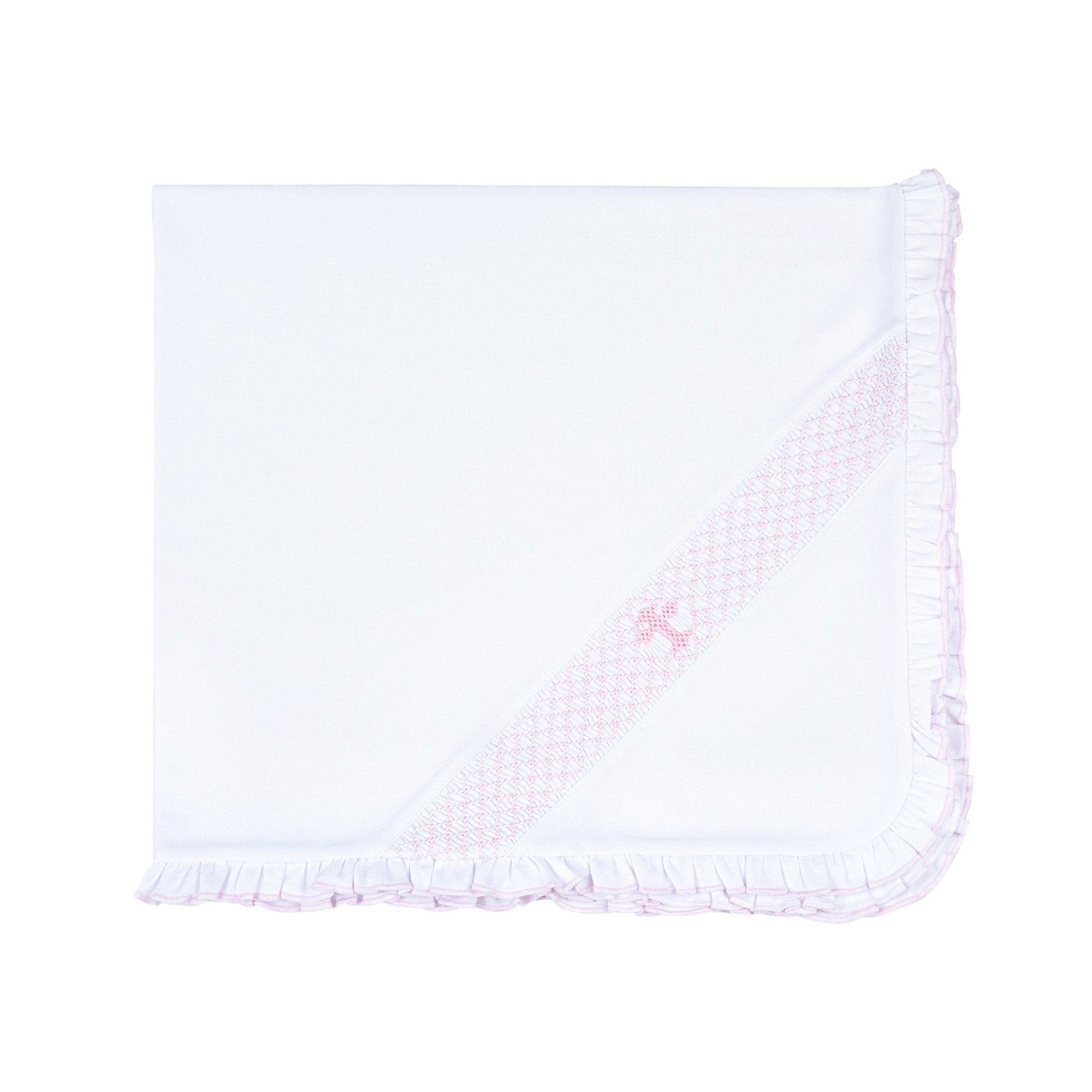 Blessed Smocked Ruffle Receiving Blanket - Pink - Magnolia Baby Girl