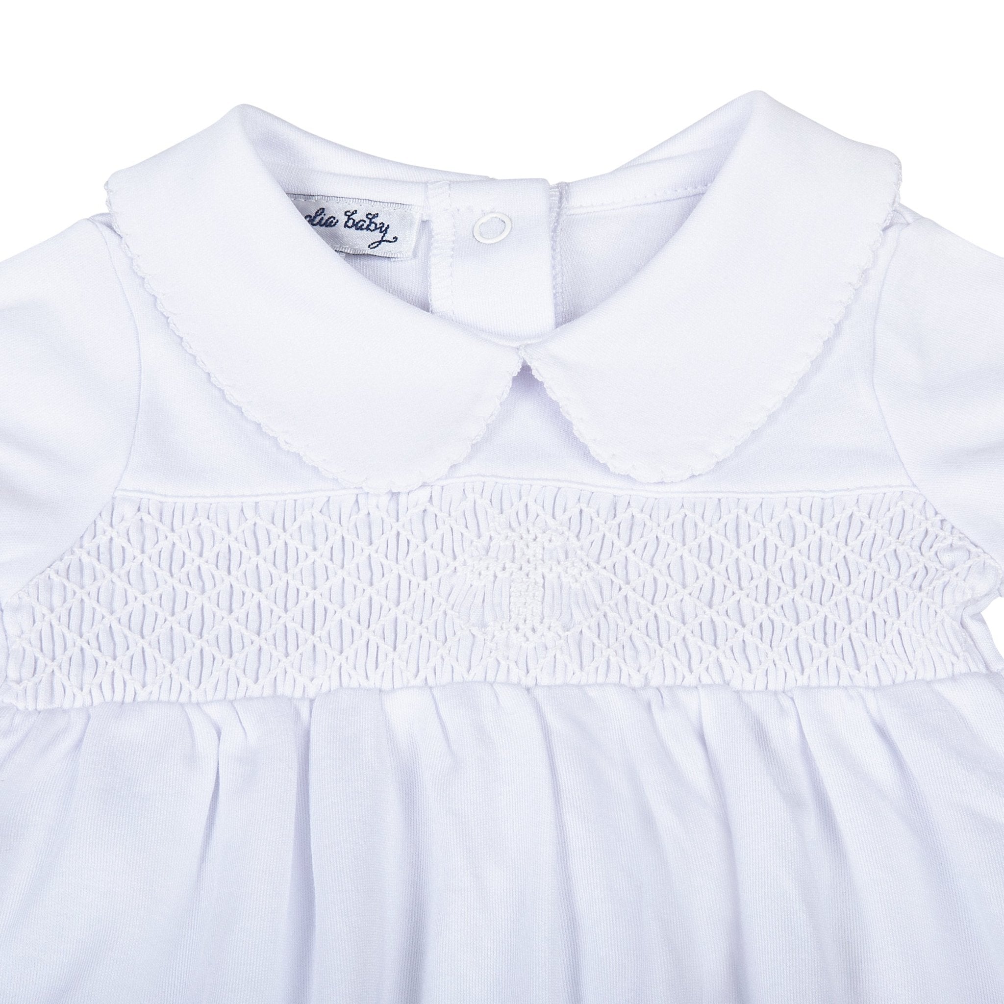 Blessed Smocked Short Sleeve Gown - White - Magnolia Baby Unisex