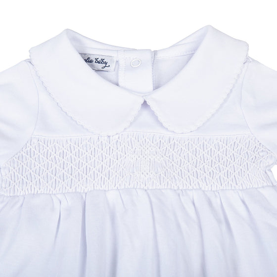 Blessed Fall 24 Smocked Short Sleeve Gown - White - Magnolia BabyGown