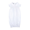 Blessed Fall 24 Smocked Short Sleeve Gown - White - Magnolia BabyGown