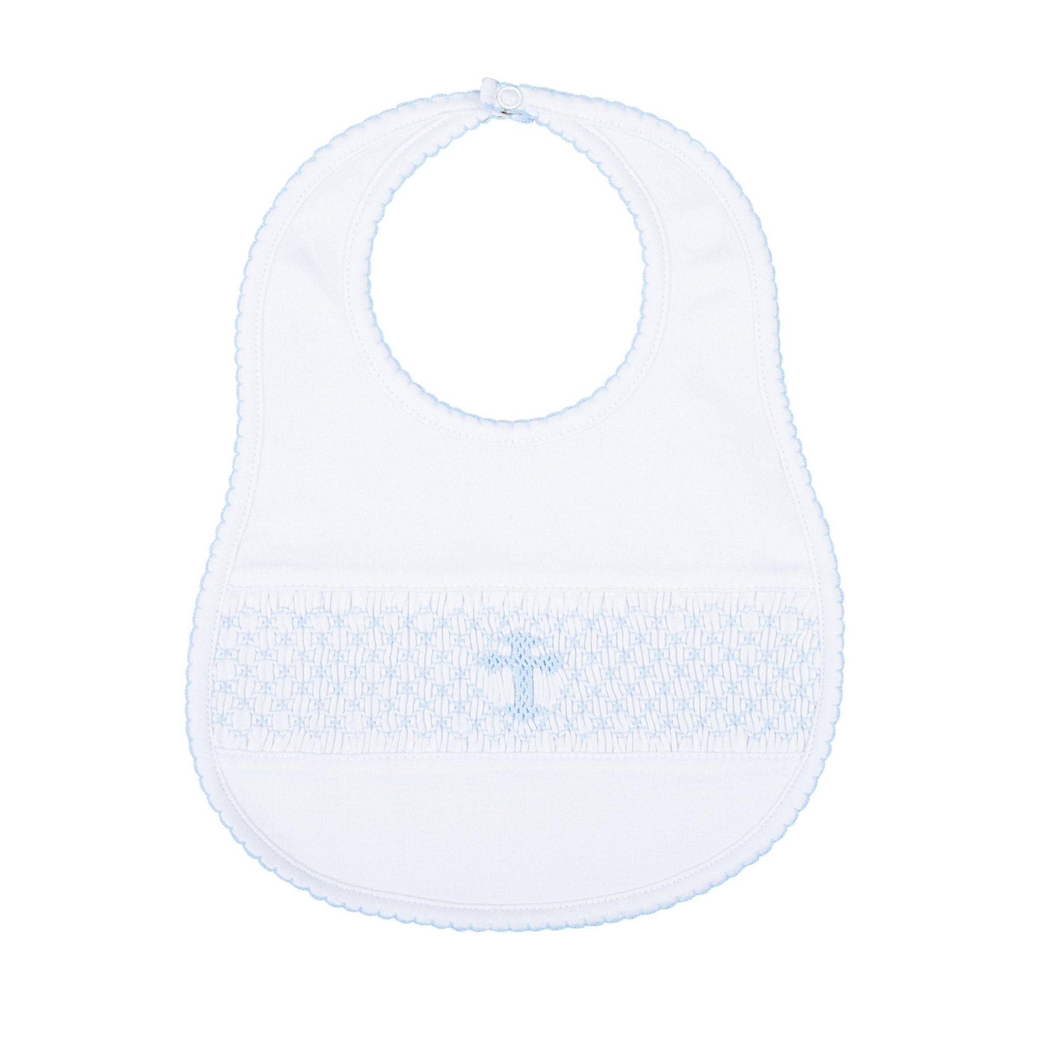 Blessed Smocked Bib - Light Blue - Magnolia BabyBib
