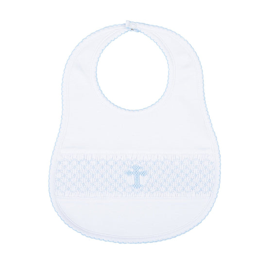 Blessed Smocked Bib - Light Blue - Magnolia BabyBib
