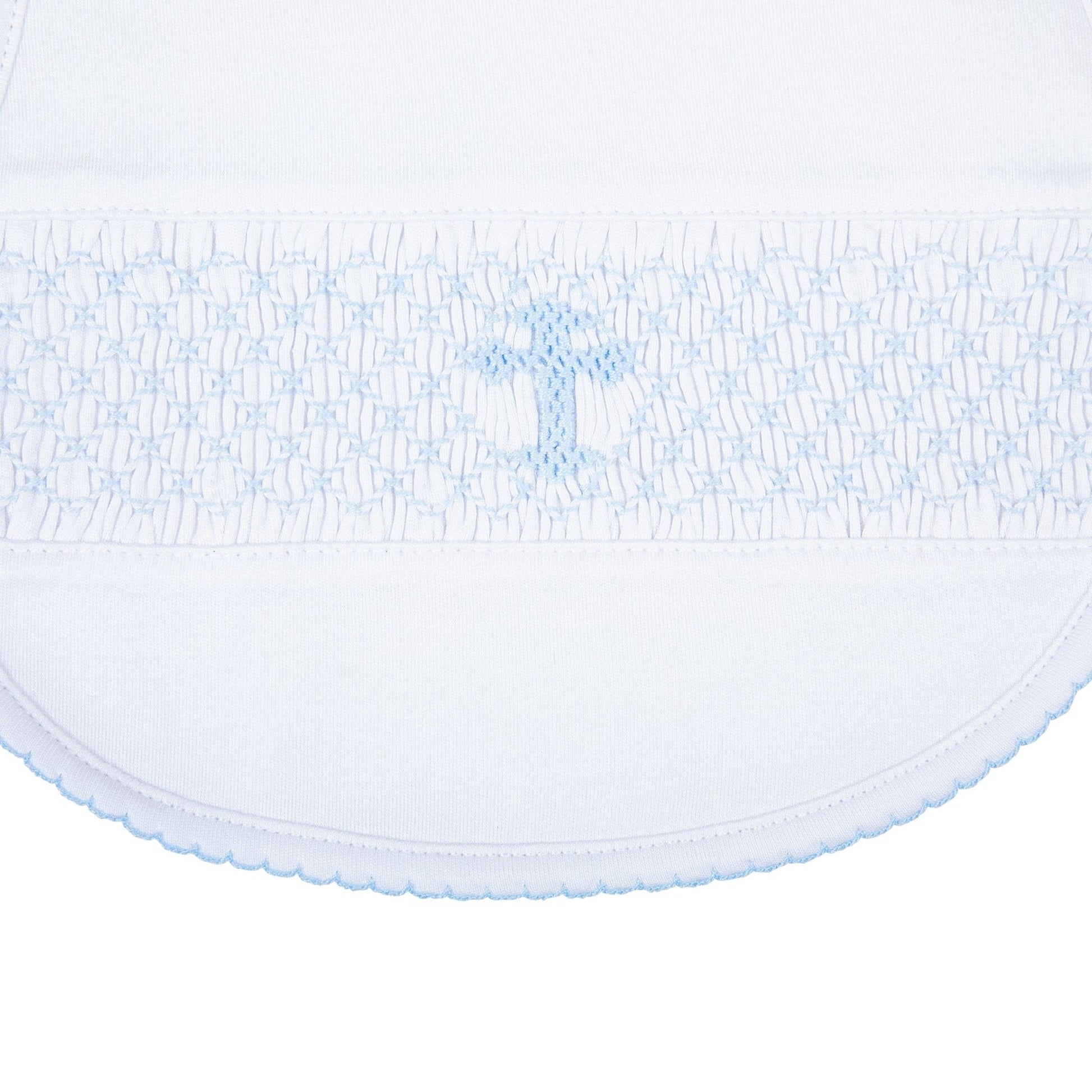 Blessed Smocked Bib - Light Blue - Magnolia BabyBib