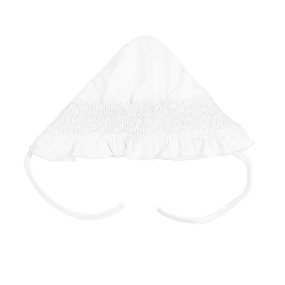 Blessed Smocked Bonnet - White - Magnolia BabyHat