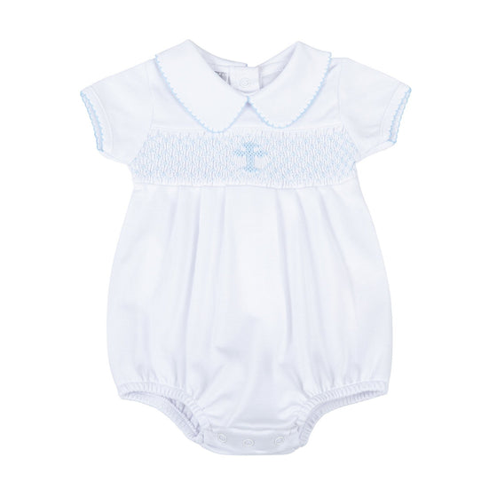 Blessed Smocked Bubble - Blue - Magnolia BabyBubble