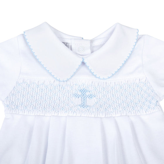 Blessed Smocked Bubble - Blue - Magnolia BabyBubble