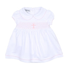  Blessed Smocked Collared Short Sleeve Dress - Pink - Magnolia BabyDress