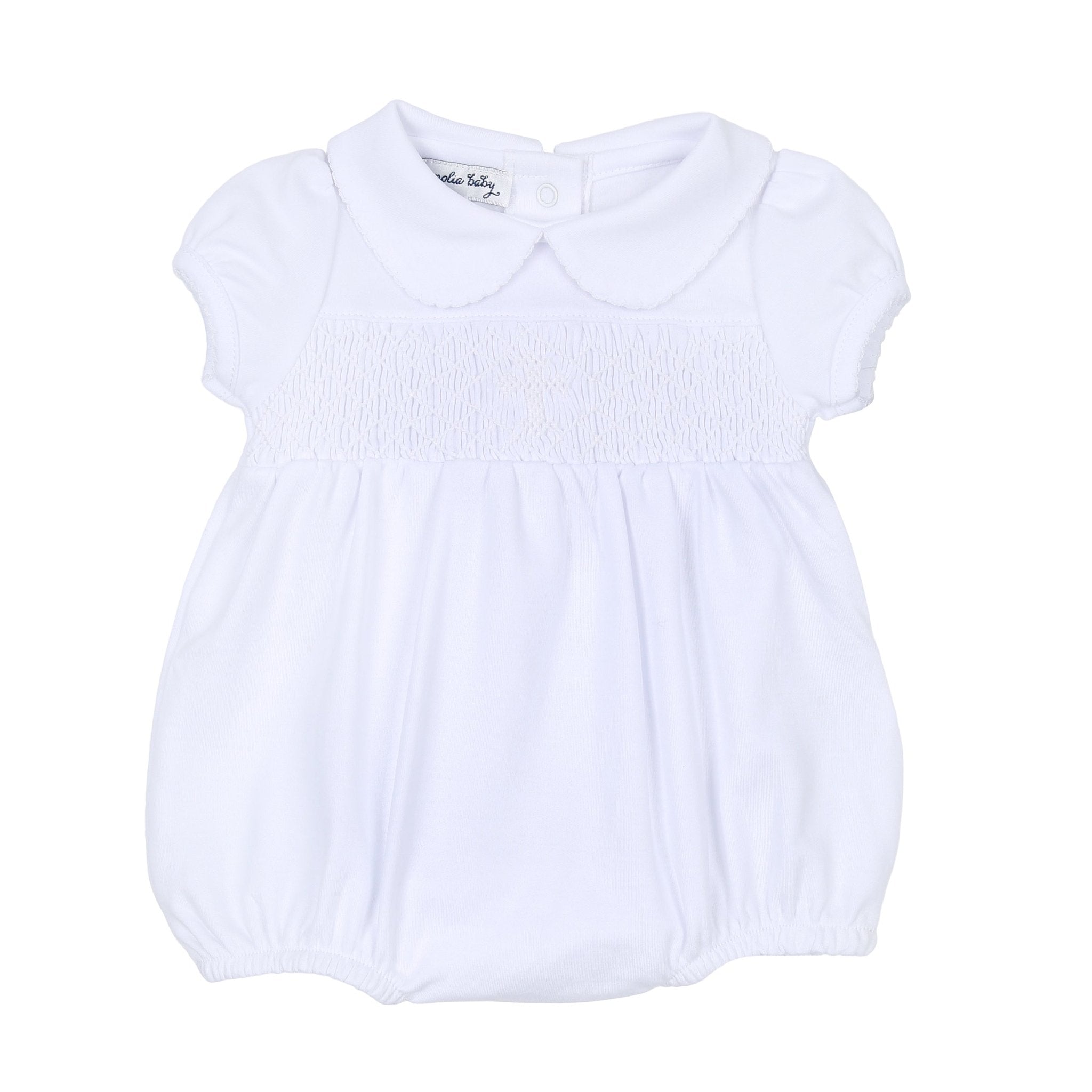 Blessed Smocked Girl Bubble - White - Magnolia Baby Girl