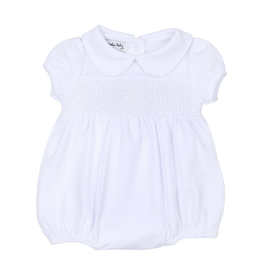 Blessed Smocked Girl Bubble - White - Magnolia BabyBubble