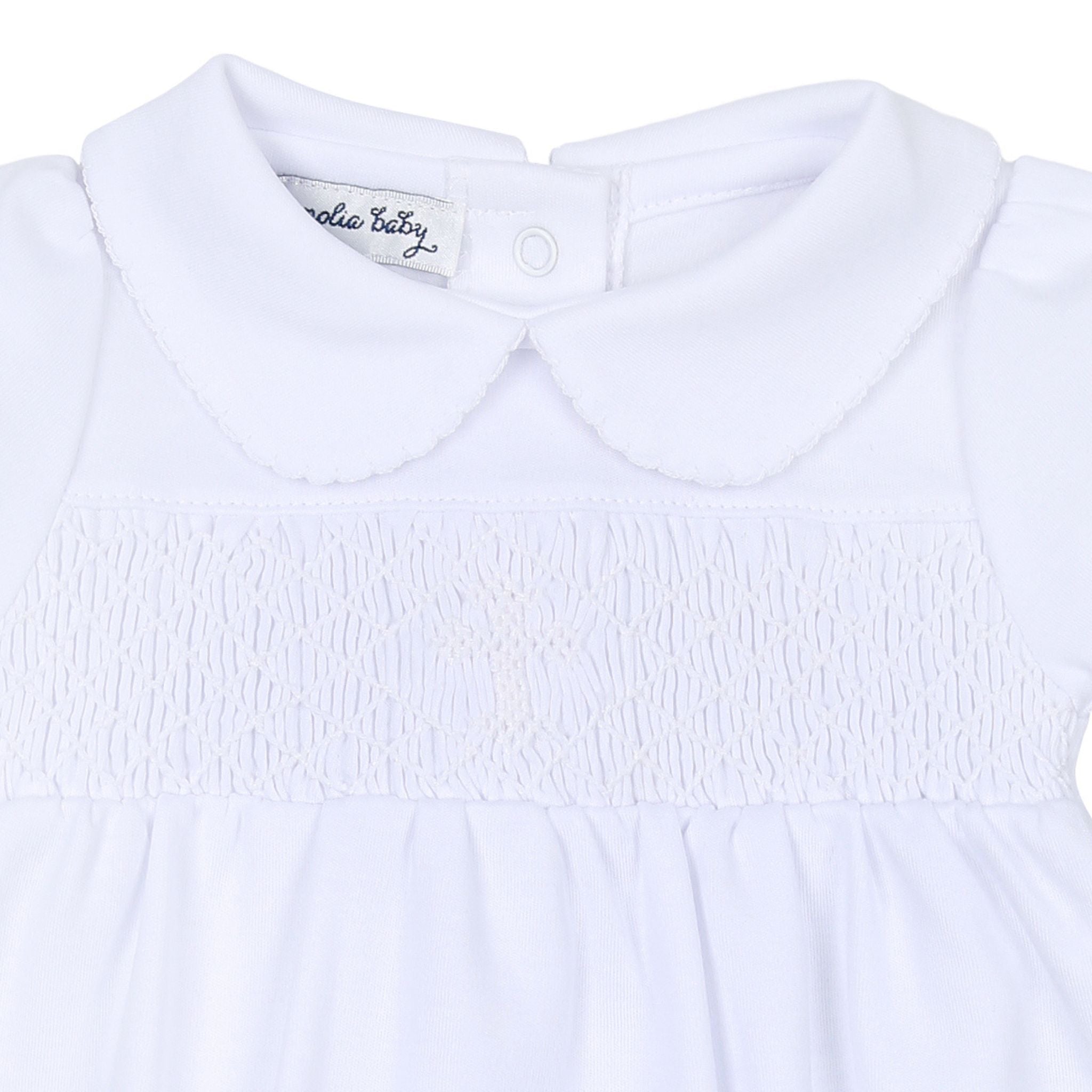 Blessed Smocked Girl Bubble - White - Magnolia Baby Girl