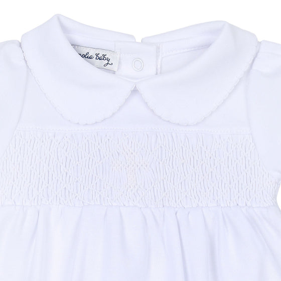 Blessed Smocked Girl Bubble - White - Magnolia BabyBubble