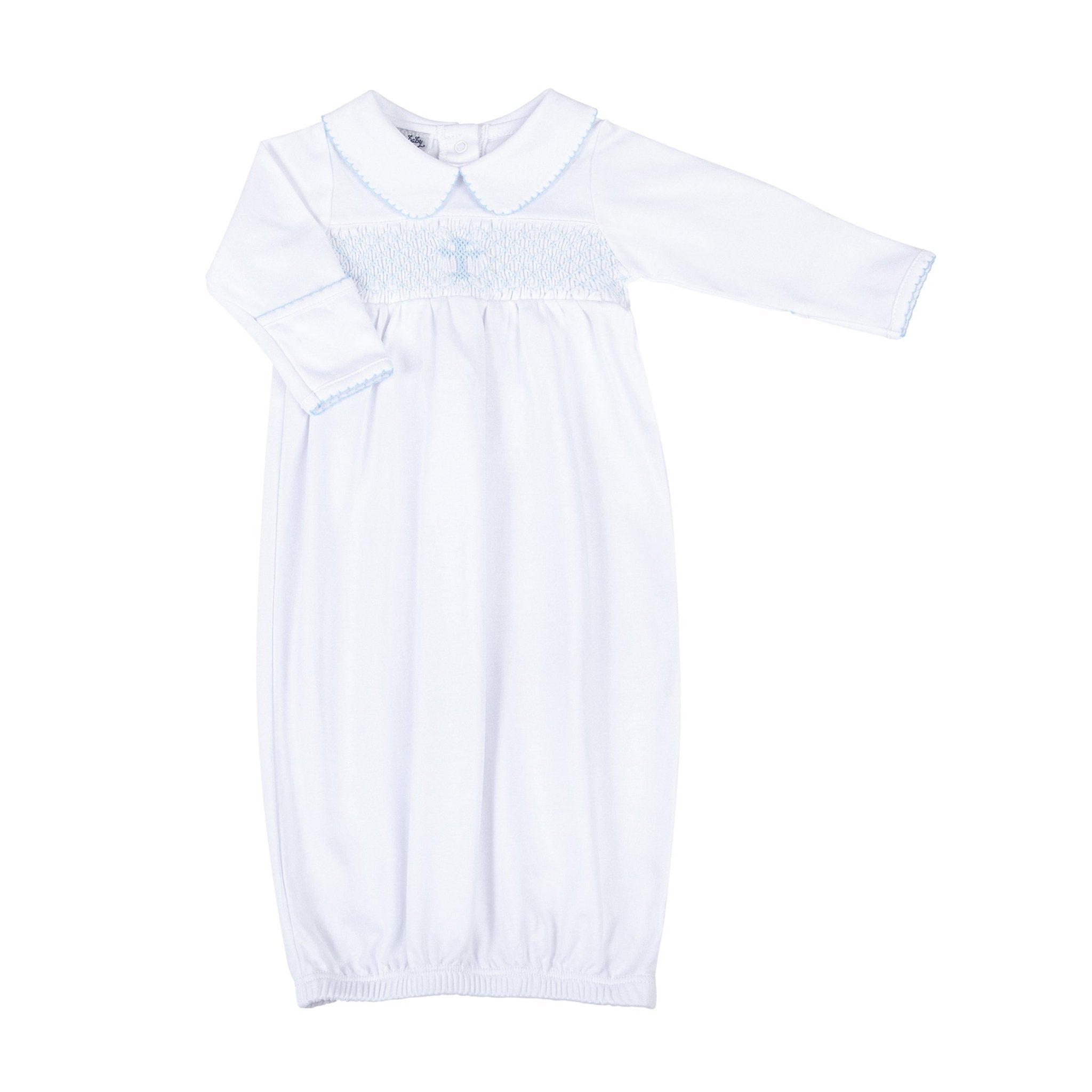 Blessed Smocked Long Sleeve Gown - Blue - Magnolia Baby Unisex
